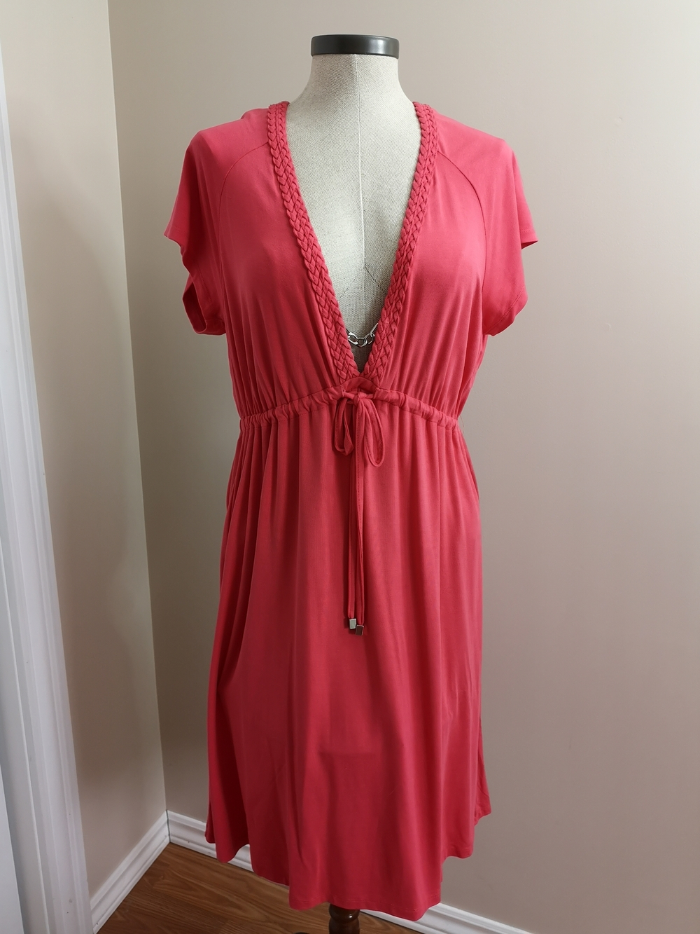Women's Nicole Miller Coral Swim Cover-Up Dress Size Large